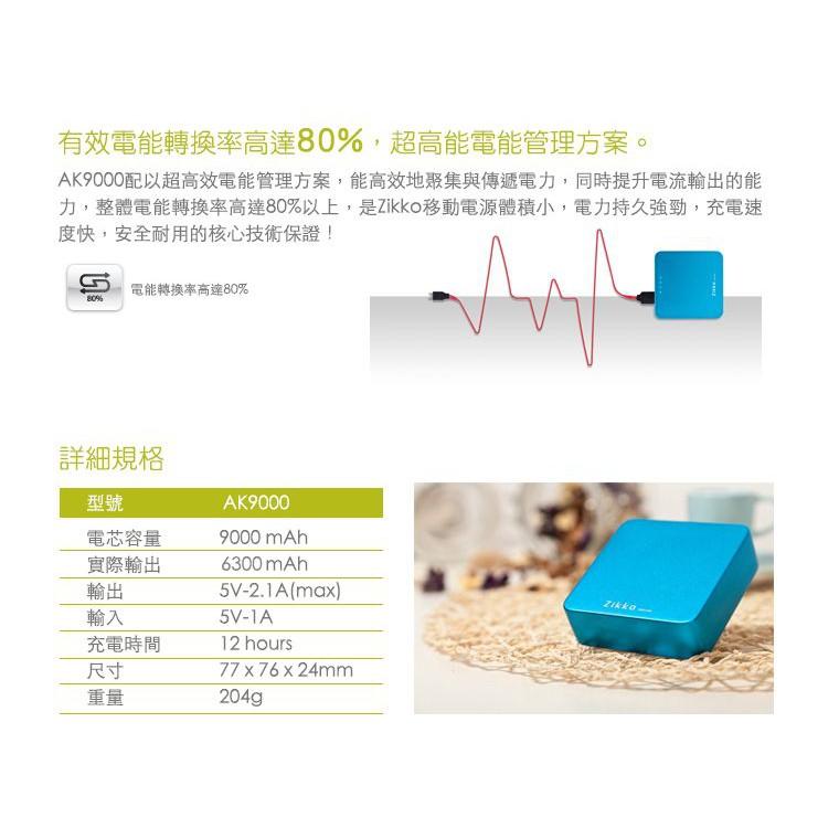 Zikko AK9000 9000 mAh 雙輸出 APPLE認證行動電源-細節圖5