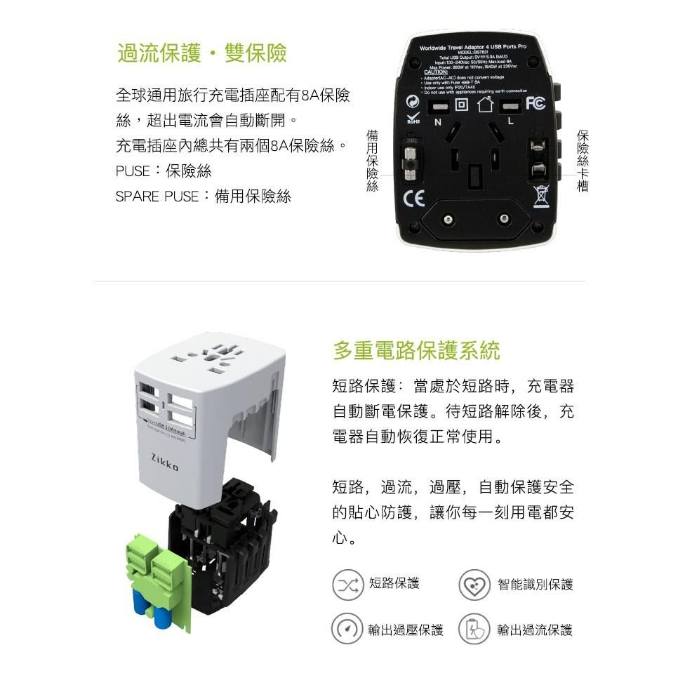 Zikko 4USB Port Pro 旅行插座(BST-631)-細節圖7