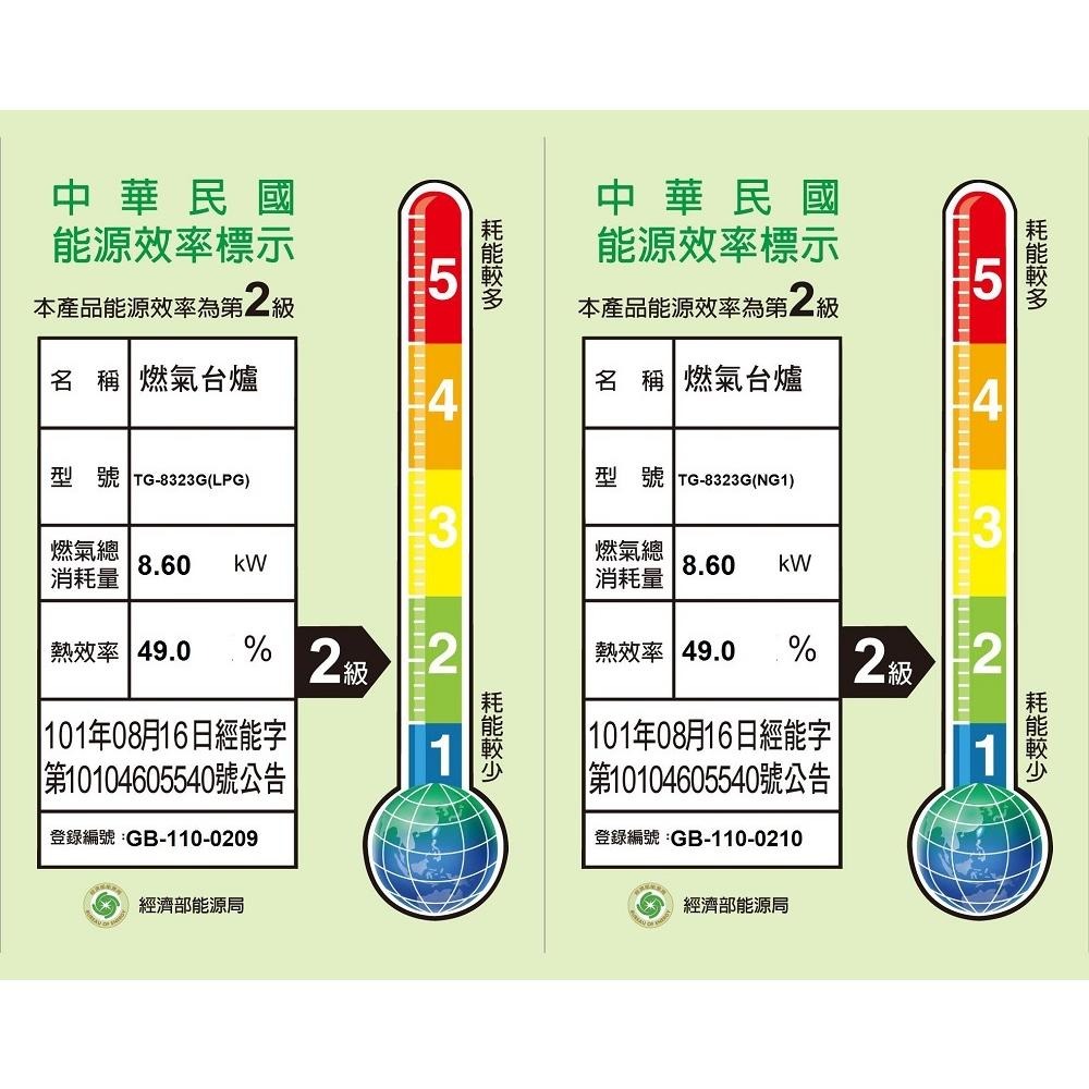 【莊頭北】 雙控安全定時大面板黑色玻璃檯面爐TG-8323G(NG1/LPG)天然/桶裝瓦斯專用-細節圖3