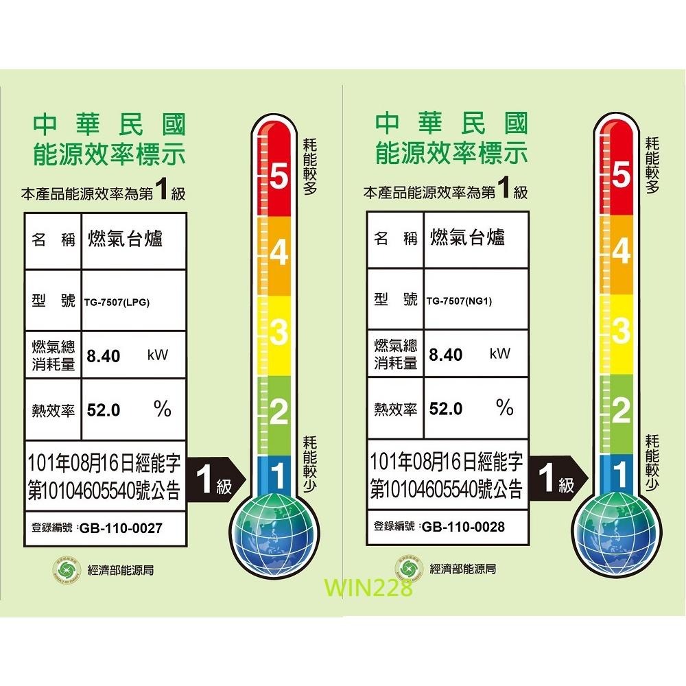【莊頭北】花瓣火焰爐頭平面紋不鏽鋼面崁入爐 TG-7507(NG1/LPG)天然/桶裝瓦斯專用-細節圖3