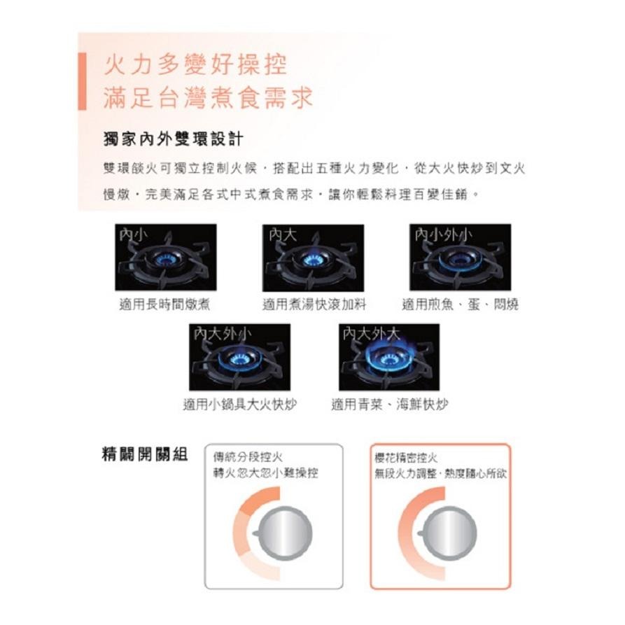 【SAKURA 櫻花】二口雙炫火珍珠壓紋不鏽鋼嵌入爐 效能1級G6900(NG1)天然瓦斯專用-細節圖4