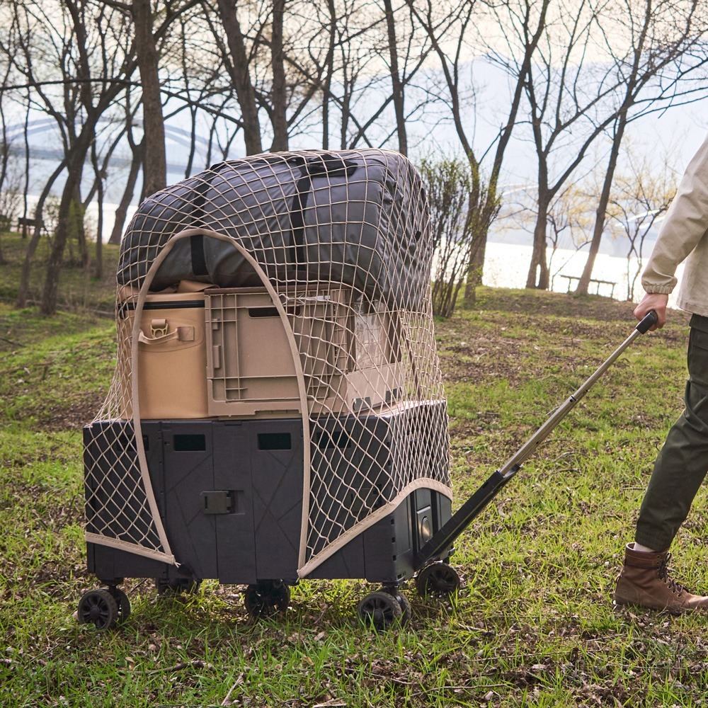 CODE LIVING 第二代 可擴充式折疊收納手推車(桌板延伸)-黑色/奶茶-細節圖7