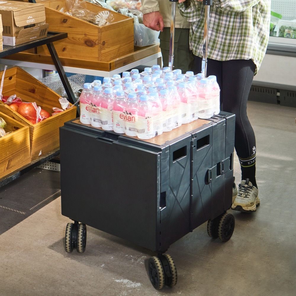 CODE LIVING 第二代 可擴充式折疊收納手推車(桌板延伸)-黑色/奶茶-細節圖8