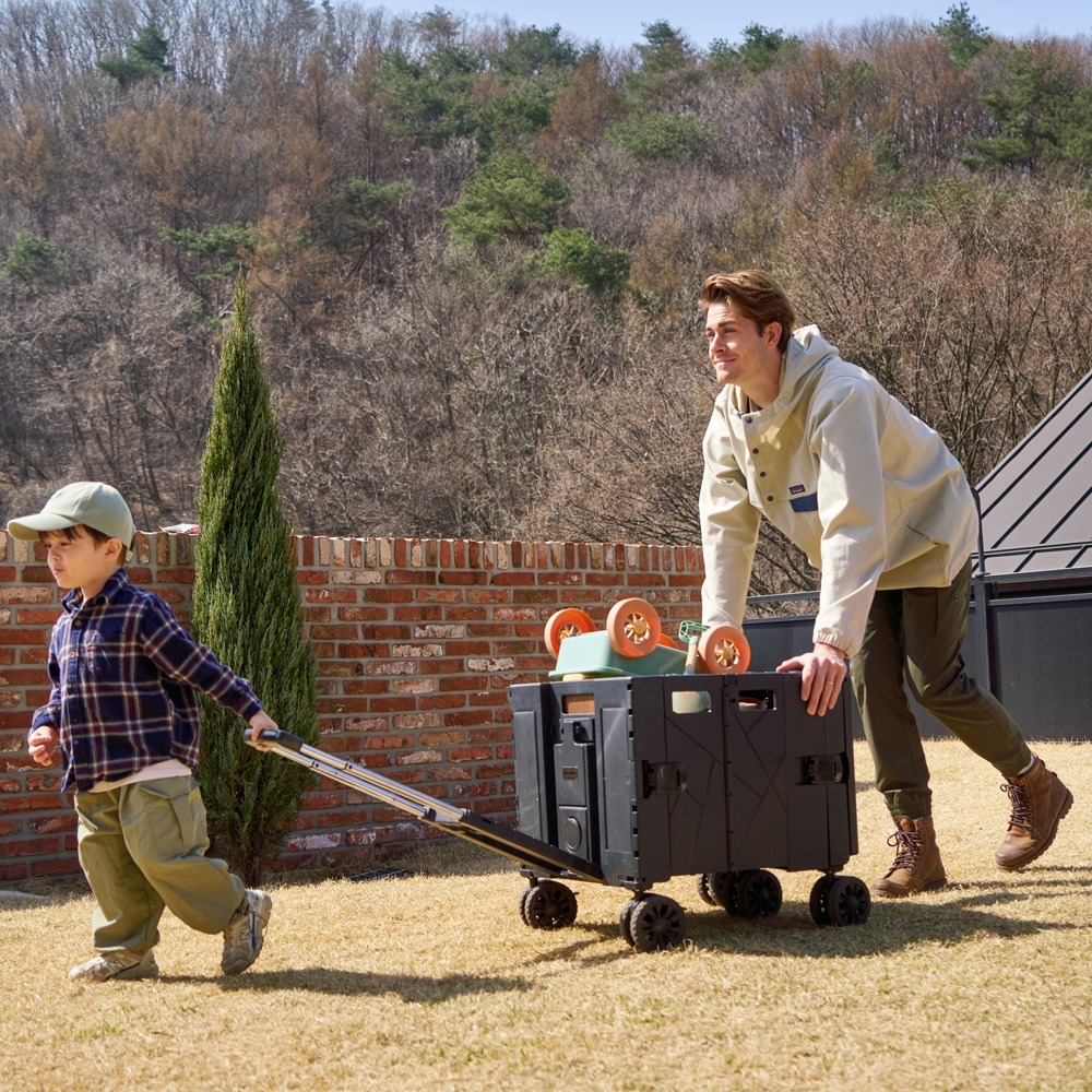 CODE LIVING 第二代 可擴充式折疊收納手推車(桌板延伸)-黑色/奶茶-細節圖9