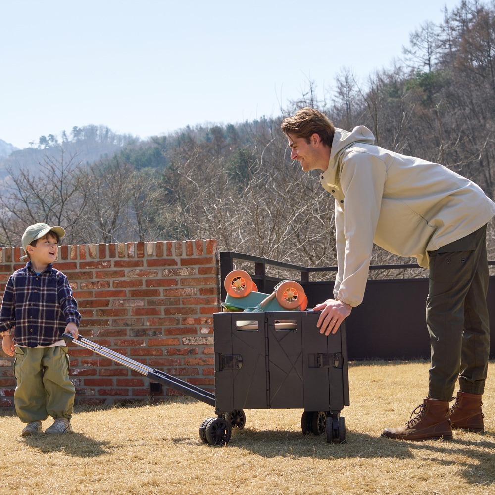 CODE LIVING 第二代 可擴充式折疊收納手推車(桌板延伸)-黑色/奶茶-細節圖10