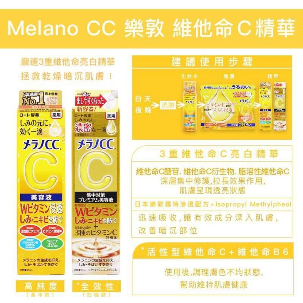 壹吉昌日貨 樂敦 Melano CC 毛孔淨透酵素洗面乳 高純度維他命C 美白化妝水 保濕凝露 面膜 亮白精華 美白精華-細節圖8