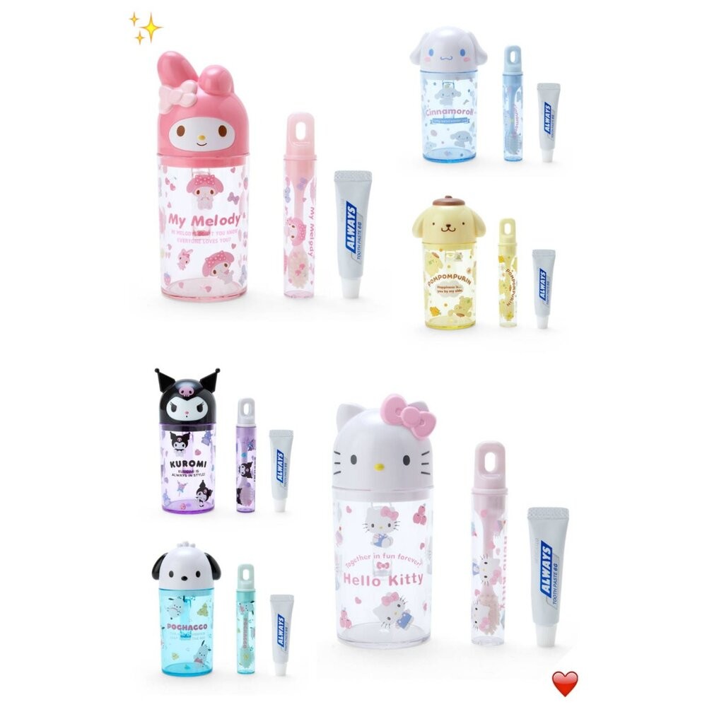 壹吉昌商城 日本正版 Sanrio 三麗鷗 原廠 攜帶式牙刷組 日本空運直送 兒童漱口杯旅行組 牙刷牙膏杯組  平台代開-細節圖2