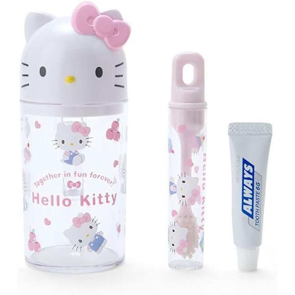 壹吉昌商城 日本正版 Sanrio 三麗鷗 原廠 攜帶式牙刷組 日本空運直送 兒童漱口杯旅行組 牙刷牙膏杯組  平台代開-規格圖2