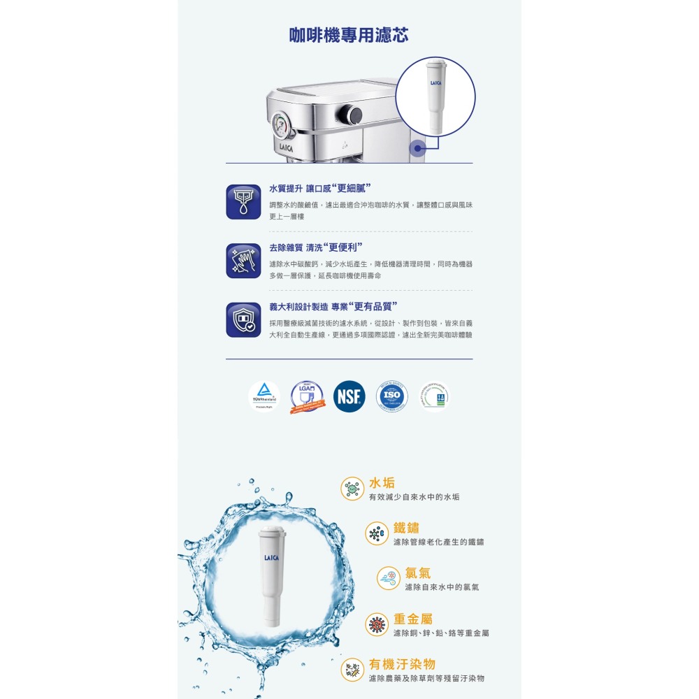 LAICA 萊卡 職人義式半自動咖啡機專用濾心 E0BAA00 (HI8002、HI8101專用)-細節圖2