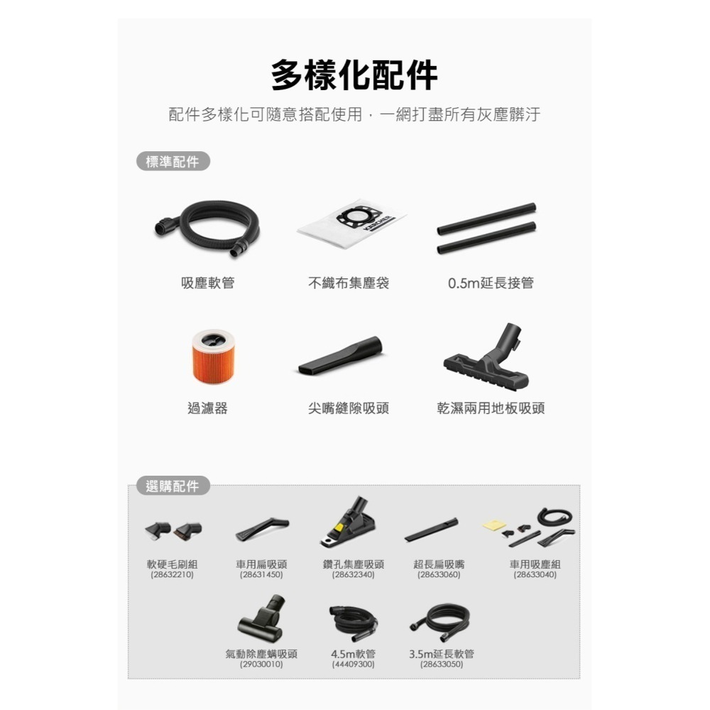 【Karcher 凱馳】WD3S 17L乾溼多用吸塵器-細節圖9