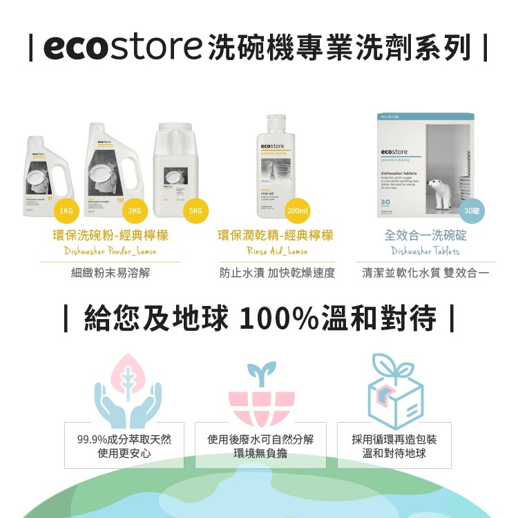 【ecostore 宜可誠】全效合一洗碗錠 純淨無香 30入/50入-細節圖3