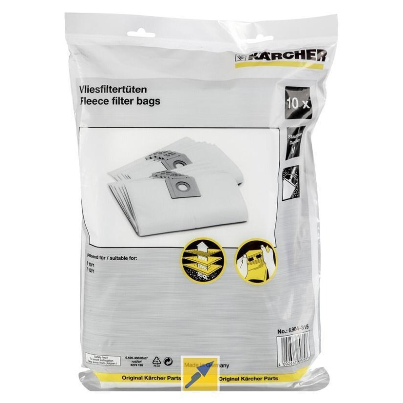 【Karcher 凱馳】乾式吸塵器 T12/1專用不織布集塵袋 10入 69043150-細節圖2