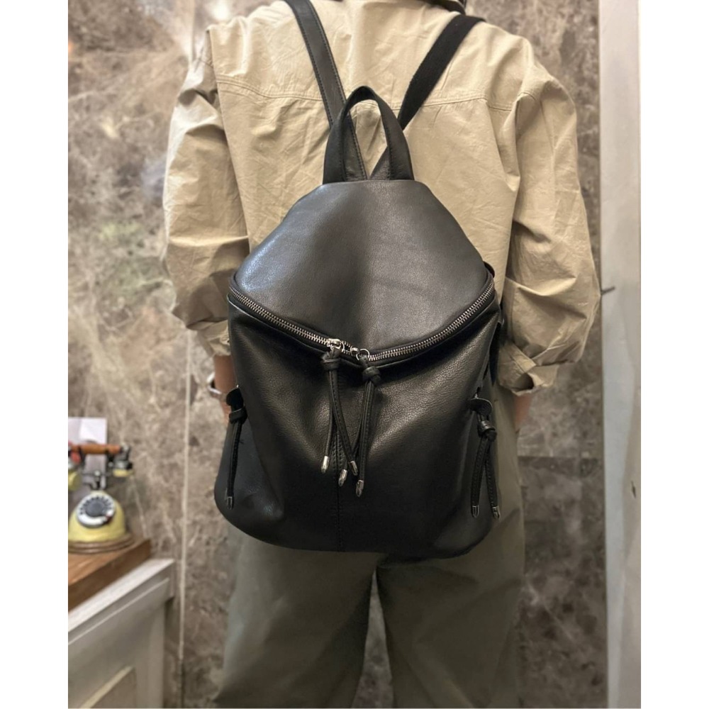 韓國空運🇰🇷真皮後背包🎒旅行包 牛皮半圓後背包 媽媽-細節圖3