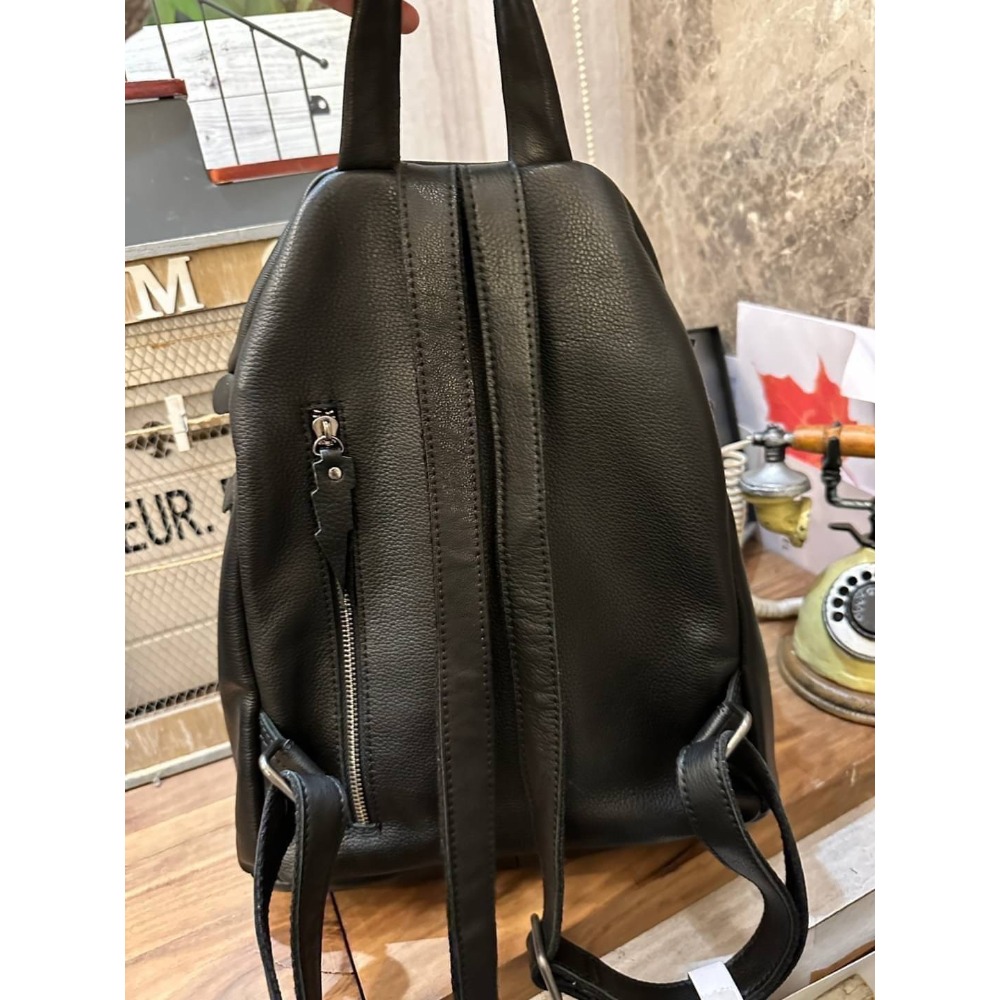 韓國空運🇰🇷真皮後背包🎒旅行包 牛皮半圓後背包 媽媽-細節圖4