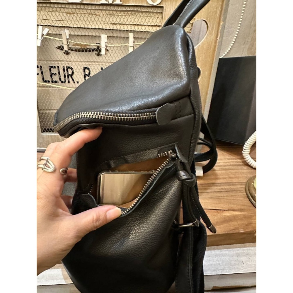 韓國空運🇰🇷真皮後背包🎒旅行包 牛皮半圓後背包 媽媽-細節圖6