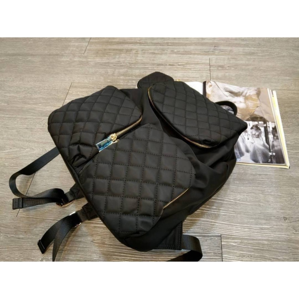 韓國空運🇰🇷／帆布後背包／菱格紋後背包／媽媽包／大容量-細節圖3