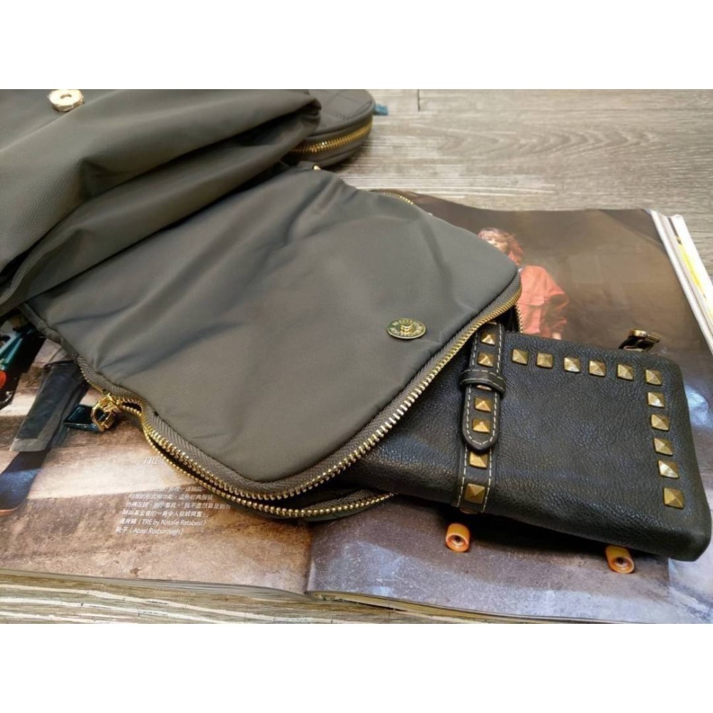 韓國空運🇰🇷／帆布後背包／菱格紋後背包／媽媽包／大容量-細節圖9