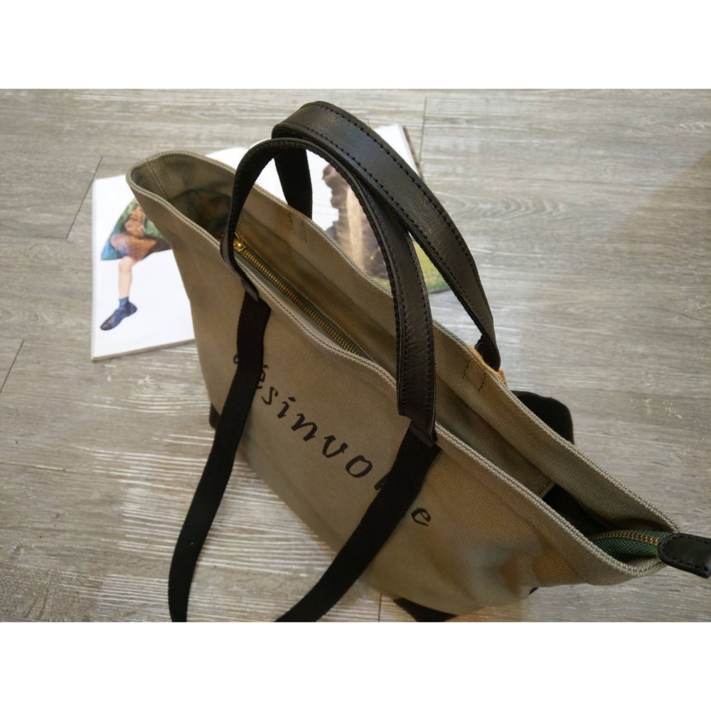 韓國空運🇰🇷／帆布配真皮兩用包／真皮肩背包／手提包／媽媽包／大容量-細節圖7