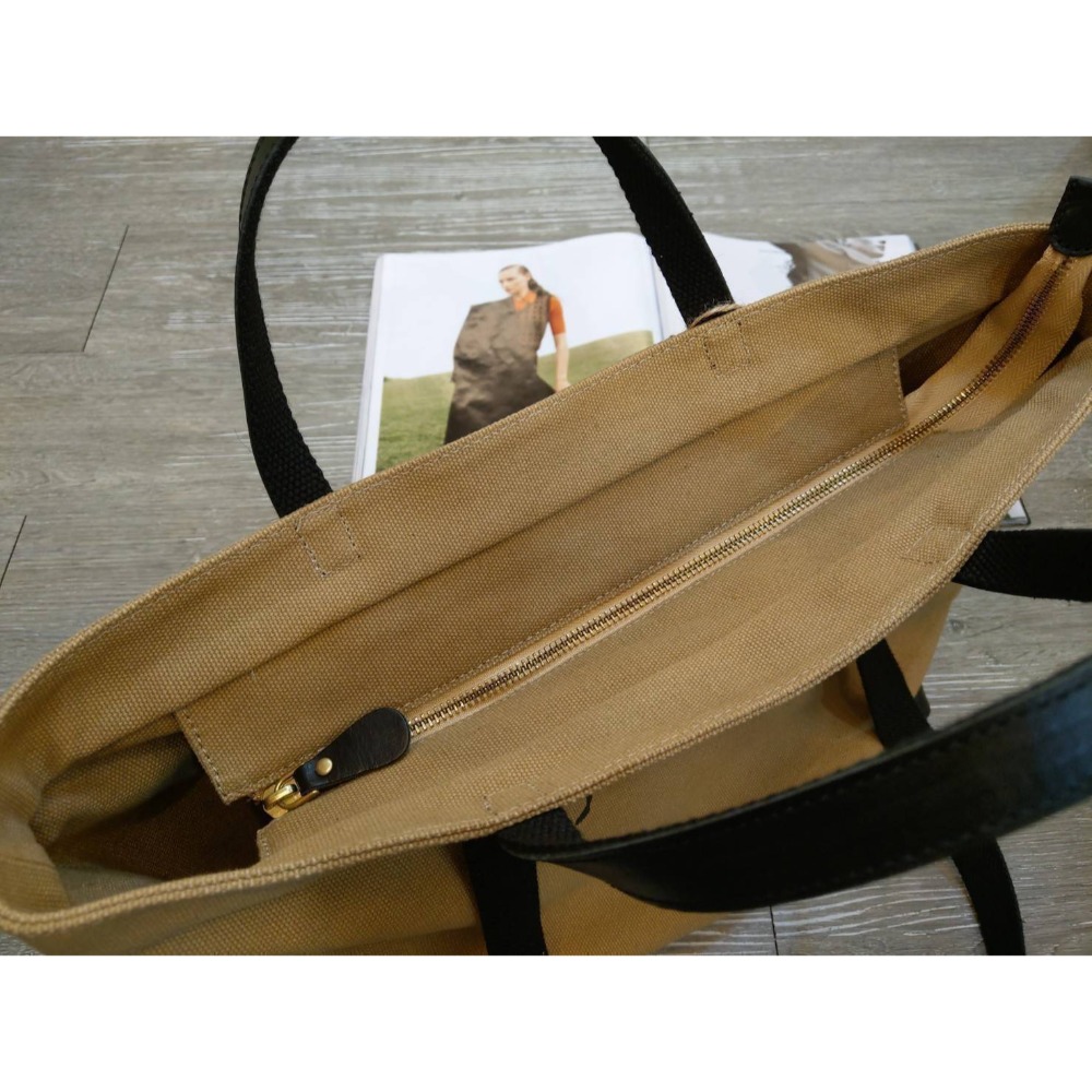 韓國空運🇰🇷／帆布配真皮兩用包／真皮肩背包／手提包／媽媽包／大容量-細節圖8