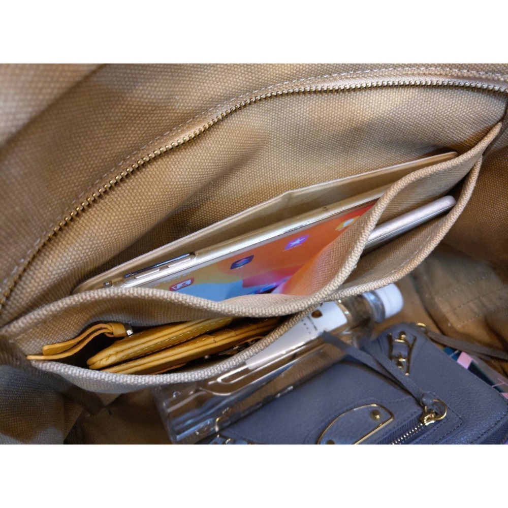 韓國空運🇰🇷／帆布配真皮兩用包／真皮肩背包／手提包／媽媽包／大容量-細節圖11