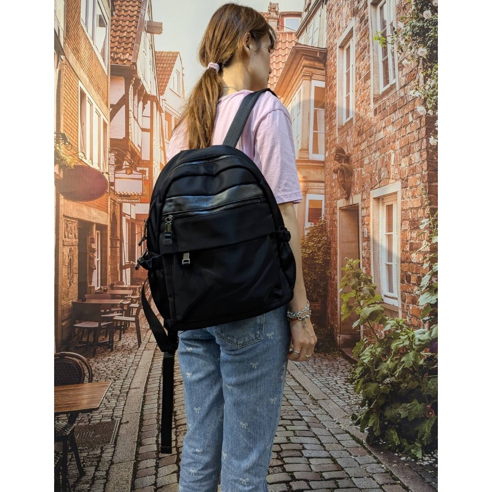 韓國空運🇰🇷／帆布配真皮後背包🎒／旅行包❤️／媽媽包-細節圖2