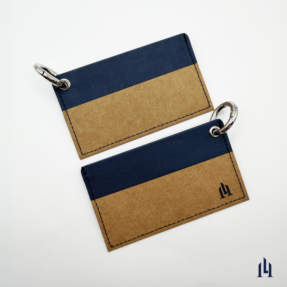 棕冷藍 隨行快扣卡夾 卡套 名片夾 可客製 扣環設計 吊掛便利-細節圖2
