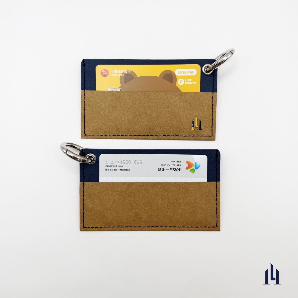 棕冷藍 隨行快扣卡夾 卡套 名片夾 可客製 扣環設計 吊掛便利-細節圖3