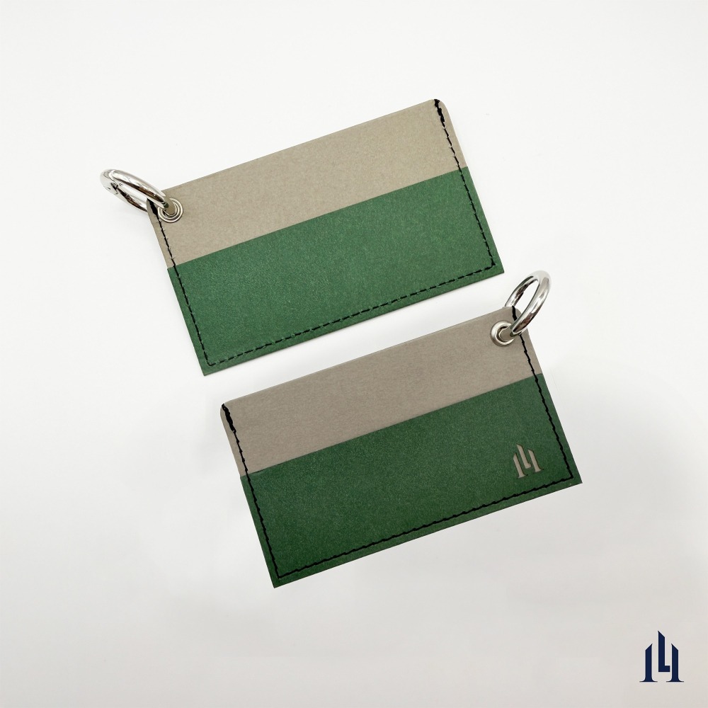 綠霧灰 隨行快扣卡夾 卡套 名片夾 可客製 扣環設計 吊掛便利-細節圖2