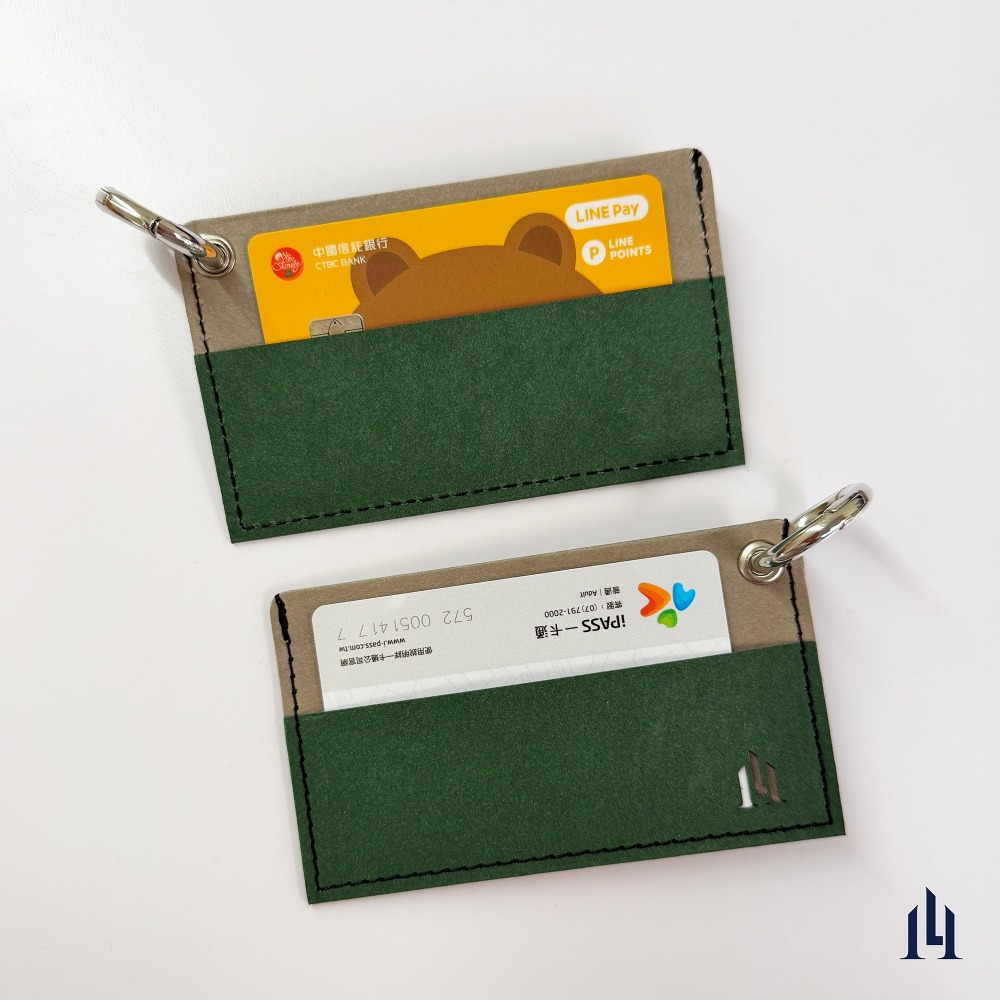 綠霧灰 隨行快扣卡夾 卡套 名片夾 可客製 扣環設計 吊掛便利-細節圖3