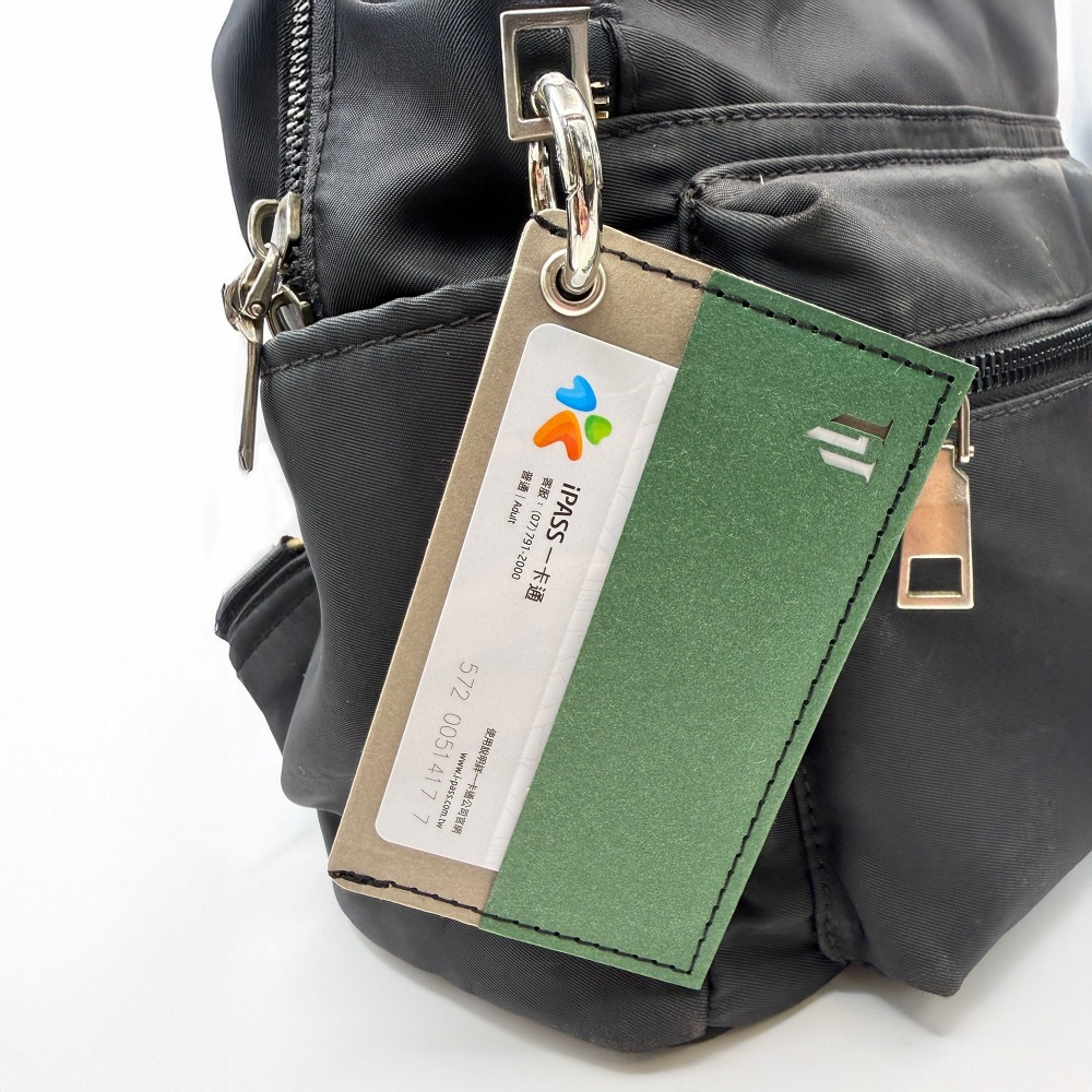 綠霧灰 隨行快扣卡夾 卡套 名片夾 可客製 扣環設計 吊掛便利-細節圖5