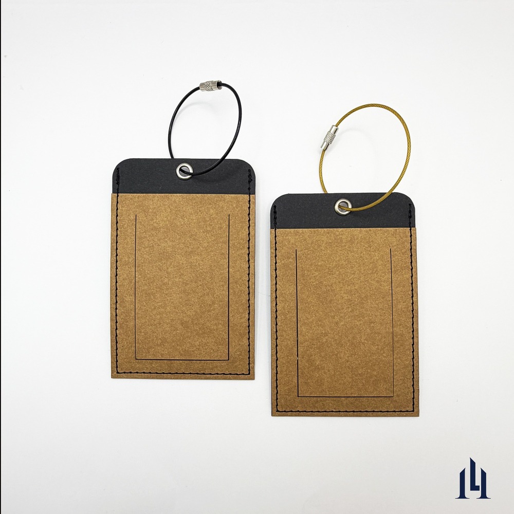 棕櫚黑 兩用行李吊牌 是行李名牌也是證件套 識別證套 可客製 附不鏽鋼彩色掛繩-細節圖2