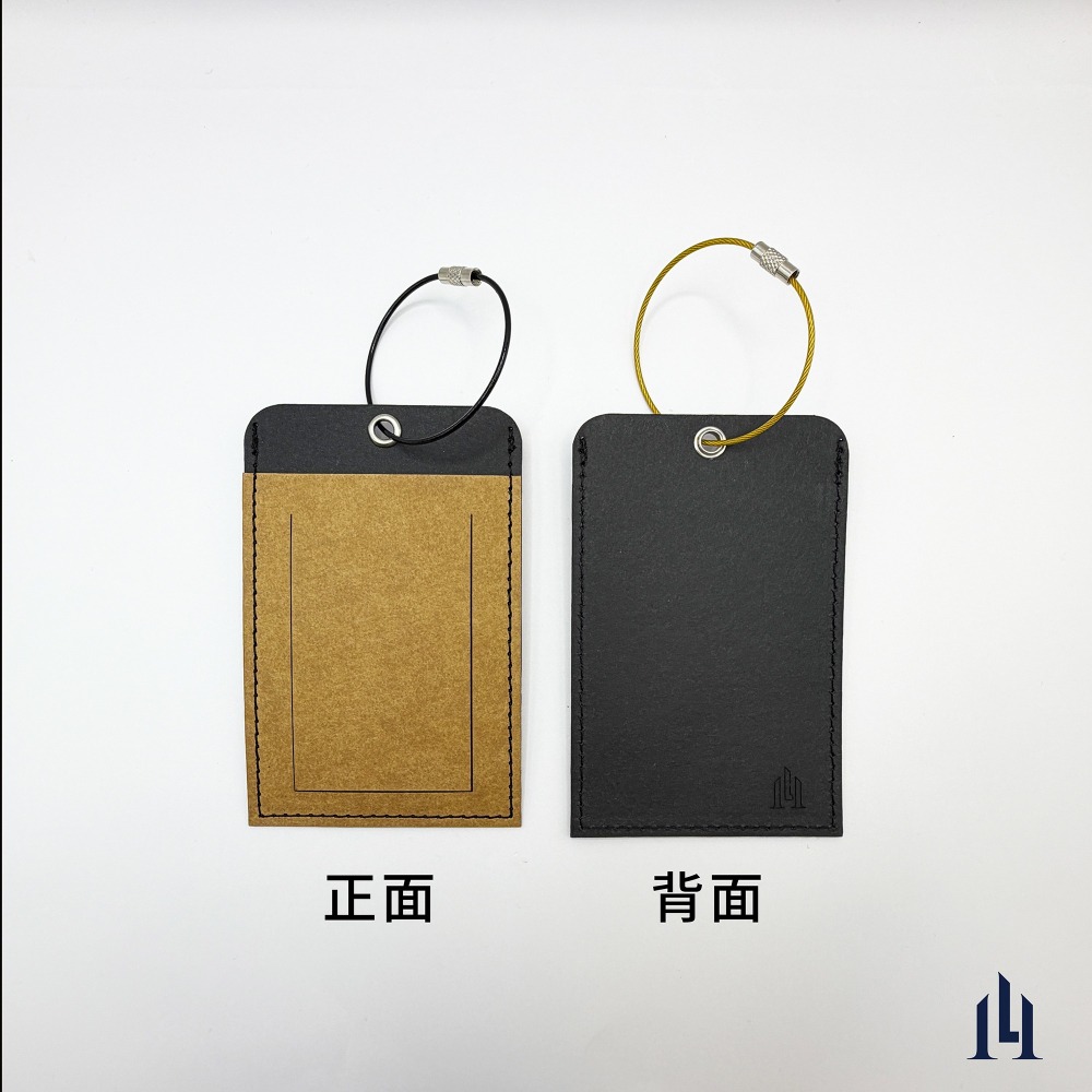 棕櫚黑 兩用行李吊牌 是行李名牌也是證件套 識別證套 可客製 附不鏽鋼彩色掛繩-細節圖3