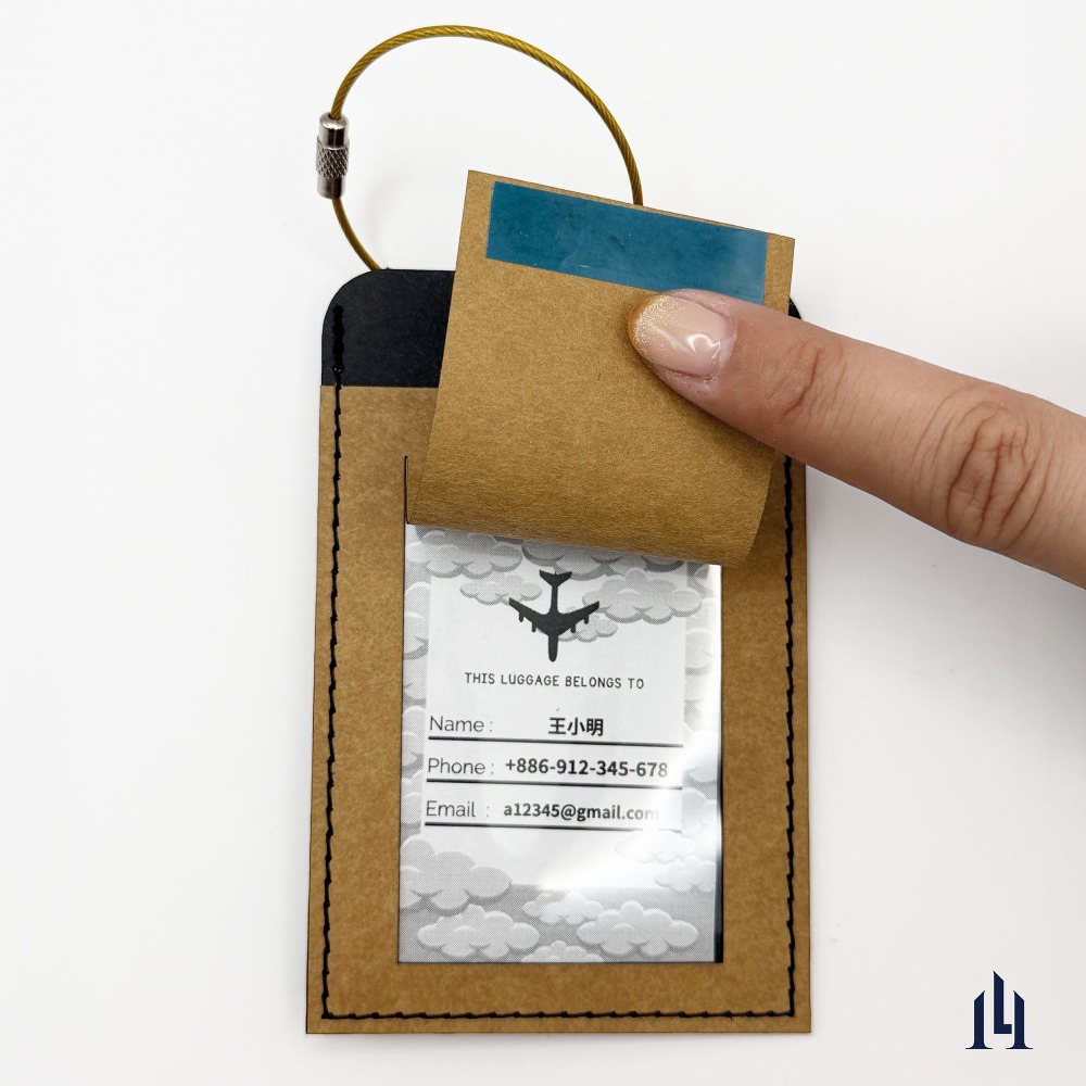 棕櫚黑 兩用行李吊牌 是行李名牌也是證件套 識別證套 可客製 附不鏽鋼彩色掛繩-細節圖4