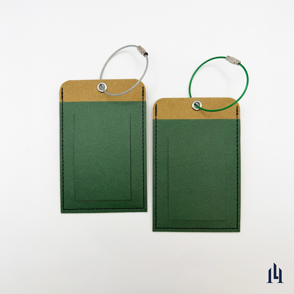 綠野棕 兩用行李吊牌 是行李名牌也是證件套 識別證套 可客製 附不鏽鋼彩色掛繩-細節圖2