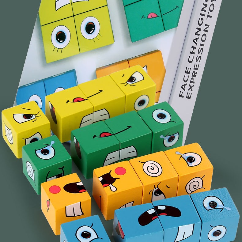 預購 變臉鐵盒魔方 鐵盒表情變臉魔方 兒童對戰親子互動桌遊 木製益智玩具-細節圖3