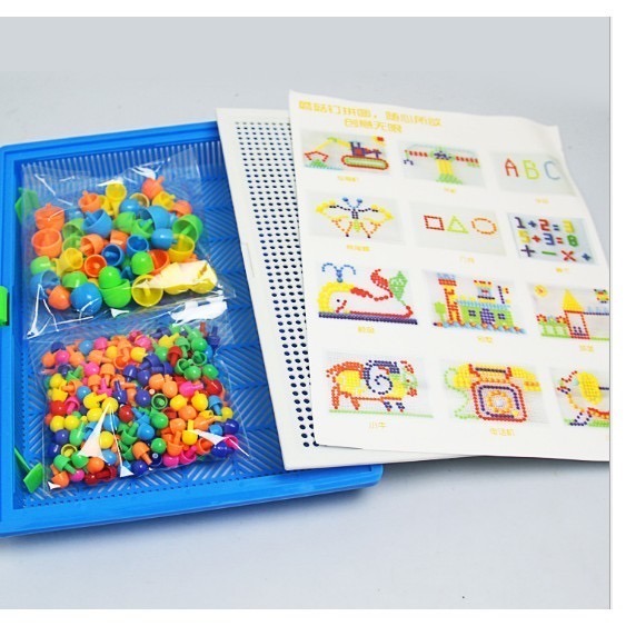 現貨 蘑菇釘釘拼圖圖玩具 蘑菇釘拼插幼兒園兒童DIY禮物巧巧釘-細節圖3