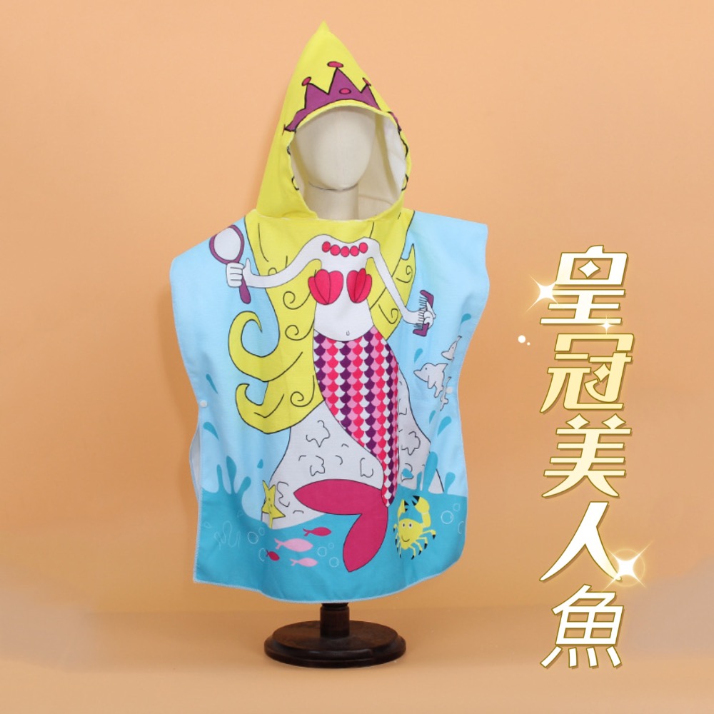 預購 兒童印花卡通浴巾 男女連帽浴袍 披風吸水 加大款兒童浴巾-細節圖4