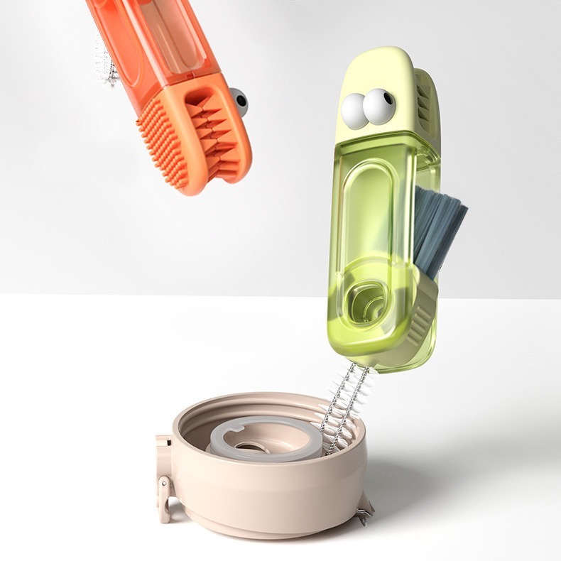 (顏色隨機出) 鱷魚小眼睛四合一杯刷 杯刷 奶瓶刷 保溫杯刷 瓶蓋刷 瓶口刷 杯口縫隙清潔刷-細節圖4