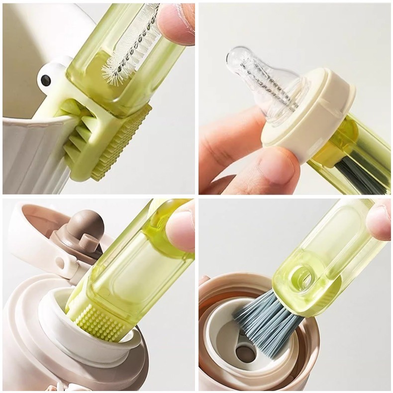 (顏色隨機出) 鱷魚小眼睛四合一杯刷 杯刷 奶瓶刷 保溫杯刷 瓶蓋刷 瓶口刷 杯口縫隙清潔刷-細節圖5