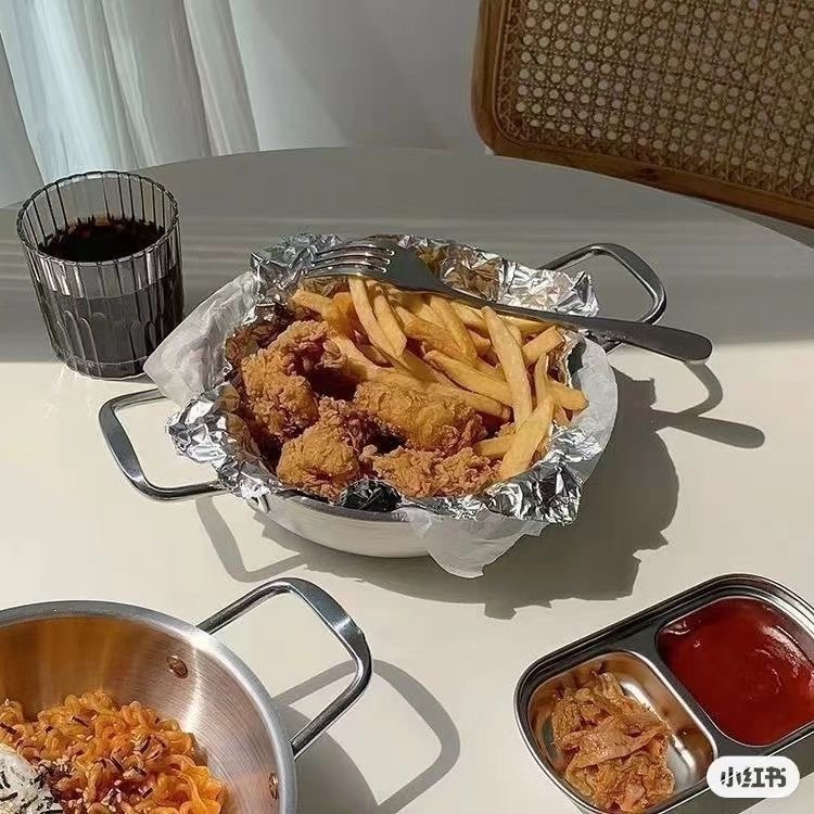 預購 韓式泡麵鍋 不鏽鋼鍋 金色雙耳鍋 電磁爐通用 海鮮鍋 拉麵鍋 加厚乾鍋 泡麵鍋 泡菜鍋 金色雙耳鍋-細節圖4