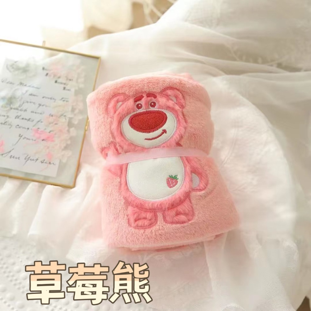 預購 迪士尼卡通珊瑚絨午睡毯 蓋毯 小毯子 珊瑚絨 草莓熊 毛怪 卡比 史迪奇 三眼怪 米奇 唐老鴨 大眼仔-細節圖5