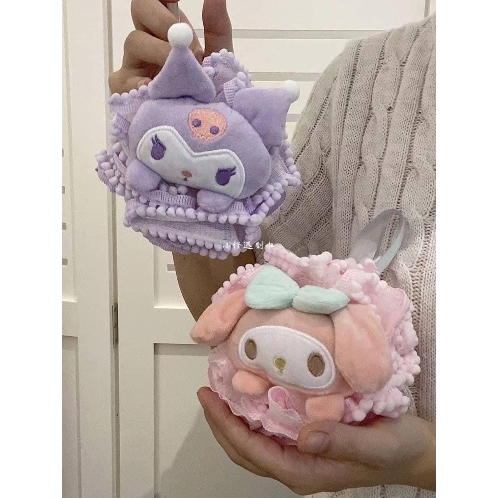 預購 三麗鷗造型卡通沐浴花球 可愛卡通庫洛米美樂蒂沐浴球學生搓澡浴花寶寶洗澡起泡球搓背神器-細節圖6
