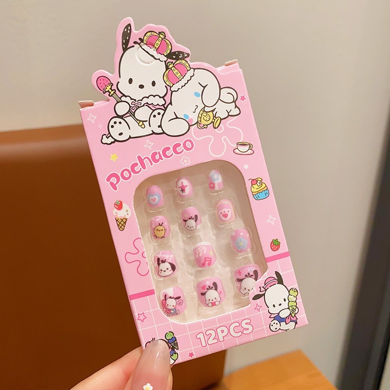現貨 三麗鷗指甲貼 庫洛米兒童指甲貼 女孩萌趣美甲貼 可拆卸 女孩指甲片 甜美可愛 穿帶甲-規格圖7