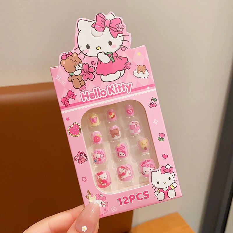 現貨 三麗鷗指甲貼 庫洛米兒童指甲貼 女孩萌趣美甲貼 可拆卸 女孩指甲片 甜美可愛 穿帶甲-規格圖7