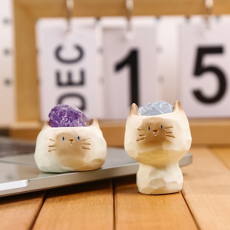 (款式隨機出) 台灣出貨 貓貓水晶盲盒 開箱療癒系的水晶魔法 紫水晶 黃水晶-細節圖5