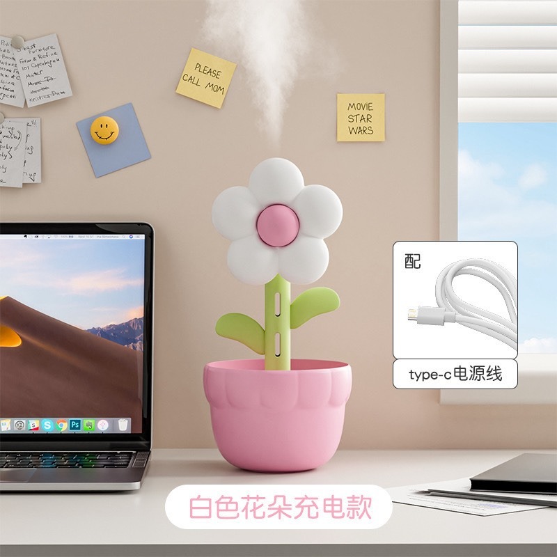 療癒系小花加濕器 氛圍小夜燈 靜音大霧量 桌面迷你加濕器 補水噴霧 辦公室小物 交換禮物 聖誕禮物-規格圖6