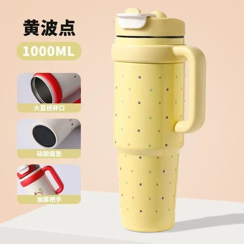 316不鏽鋼保溫杯 1000ML 雙飲蓋 大容量 冰霸杯 運動水壺 不沾口紅吸管杯 辦公室隨手杯-細節圖10