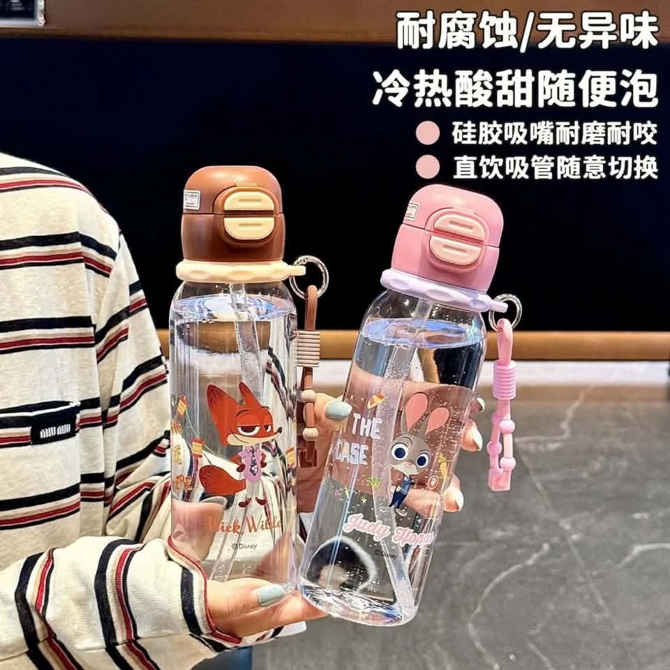 一杯雙飲 水壺 600ml 吸管直飲杯 一鍵彈蓋水杯 兒童上學水壺 附提繩 便攜隨身瓶 防漏直飲水瓶 側邊書包袋適用-細節圖5