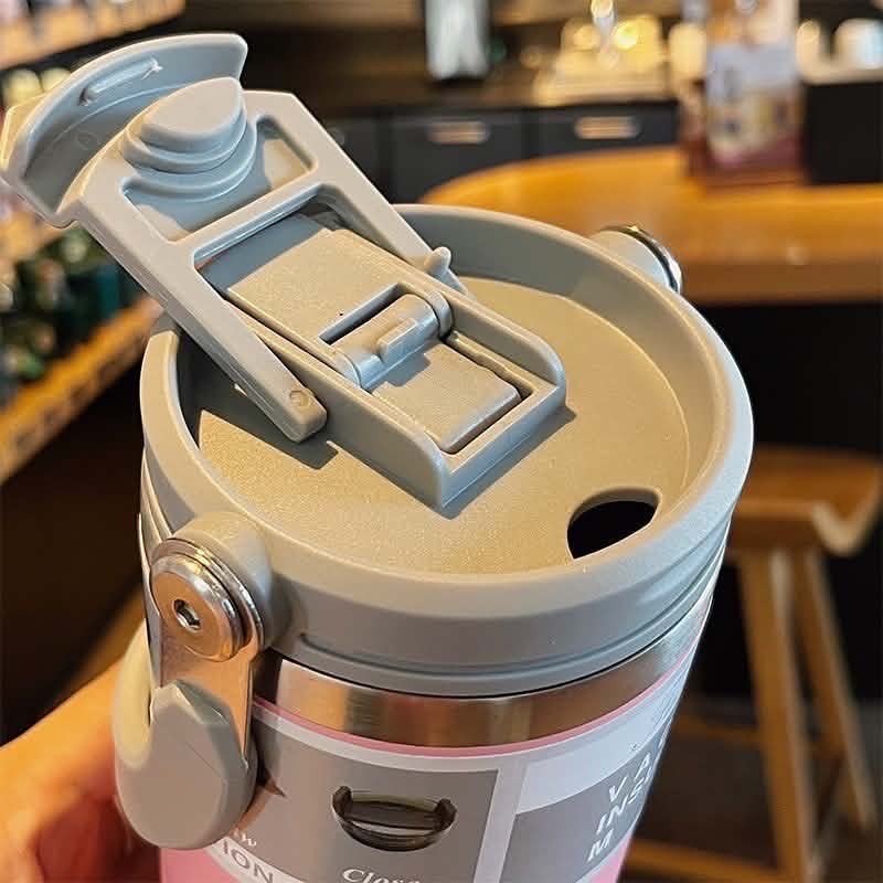 304不鏽鋼雙飲手提杯 雙飲保溫杯 提把手提杯 吸管杯 隨身保溫水壺 汽車杯 隨行咖啡杯-細節圖3