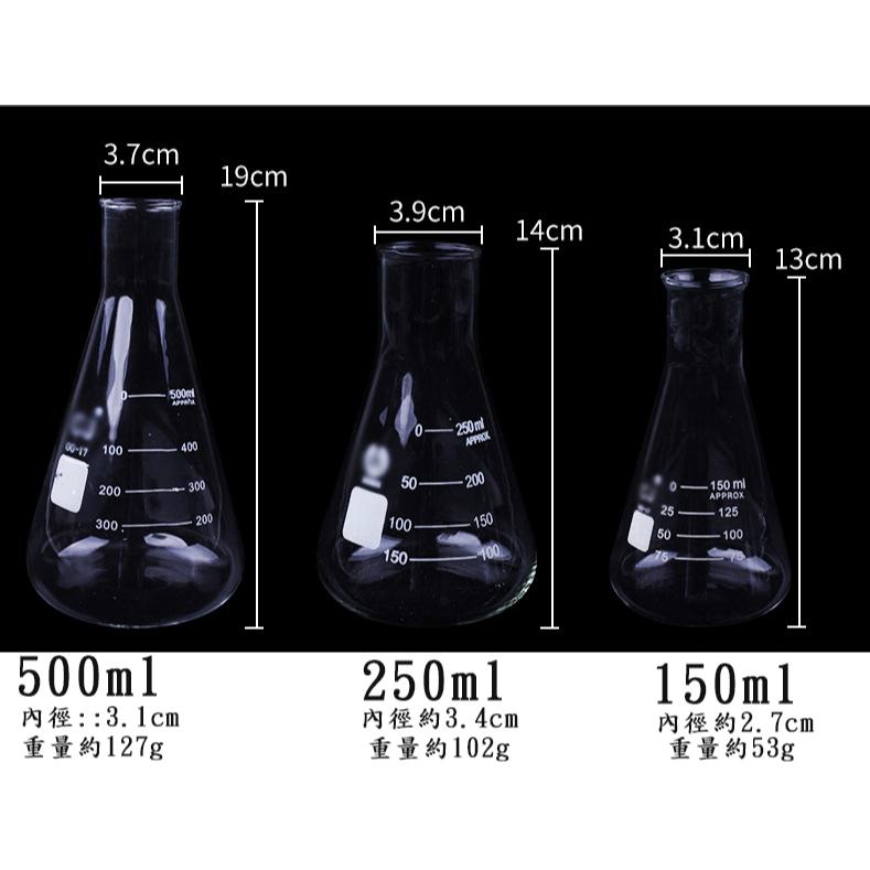 三角燒瓶 錐形燒瓶250ml 三角瓶500ml 三角瓶玻璃 三角瓶實驗室耗材 燒杯 量測三角瓶 滴定三角瓶【P0340】-細節圖3